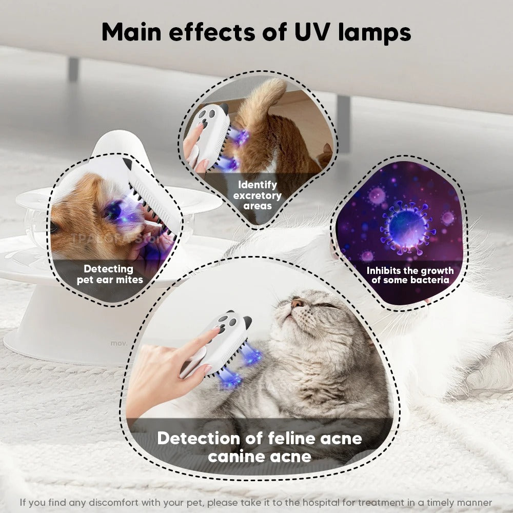 Cepillo a vapor para mascota con luz UV